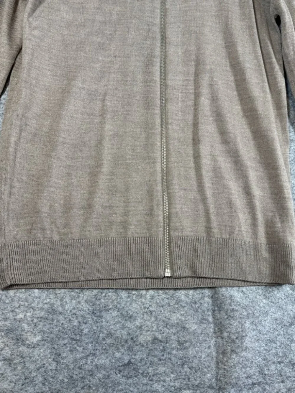 Lindbergh Merino Wool Zip Up Sweater Beige Slim Fit Size M Minimalist Luxury